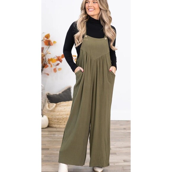 Kori America Jumper Romper Sleeveless Green Women’s Size Large Overall Comfy - Picture 1 of 7